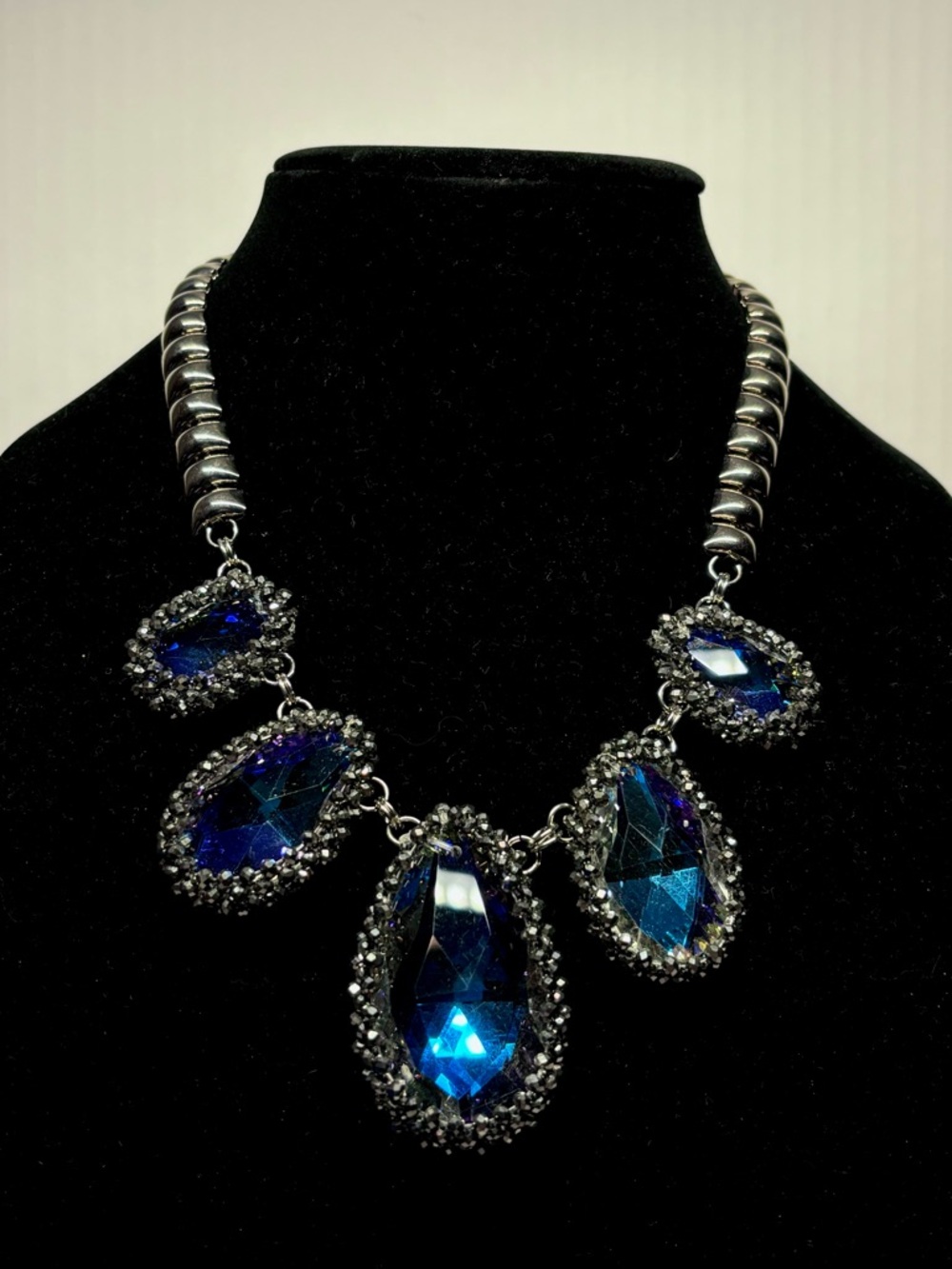 Heidi Daus - Silver and Blue Gemstone Ornate Necklace
